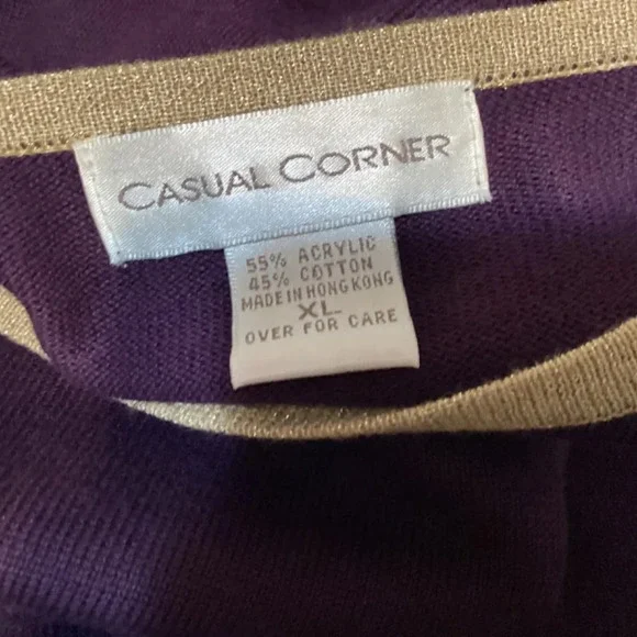 Causal Corner Sweater Metallic Trim Classic Timeless 90s Basic Womens SZ XL - Picture 5 of 8